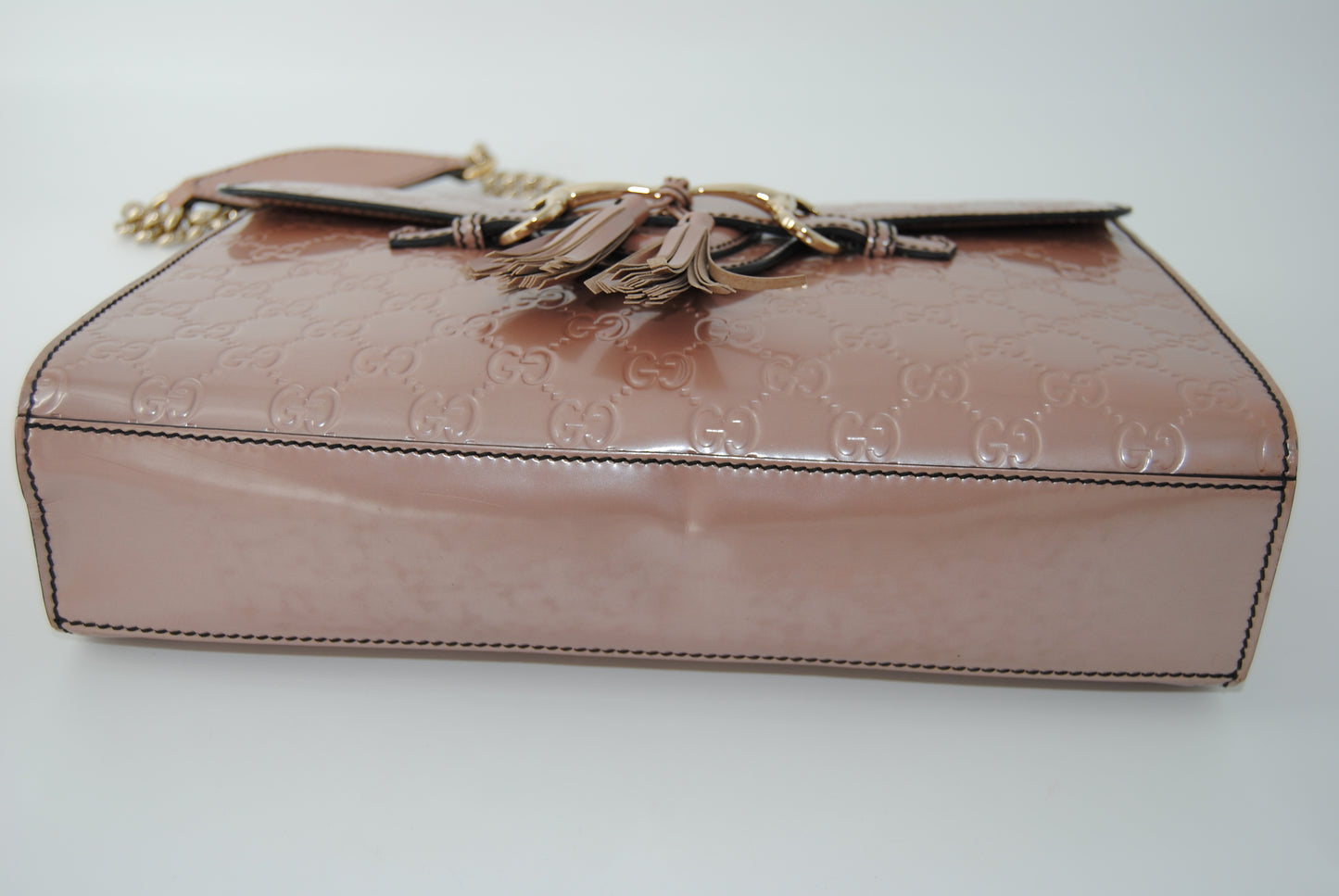Gucci Pint Guccissima Patent Leather Medium Emily Chain Shoulder Bag
