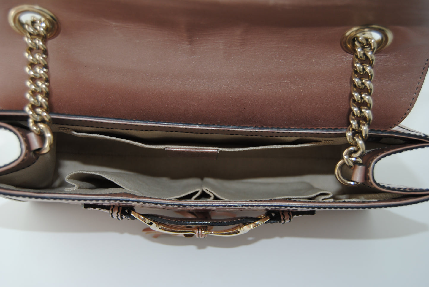 Gucci Pint Guccissima Patent Leather Medium Emily Chain Shoulder Bag