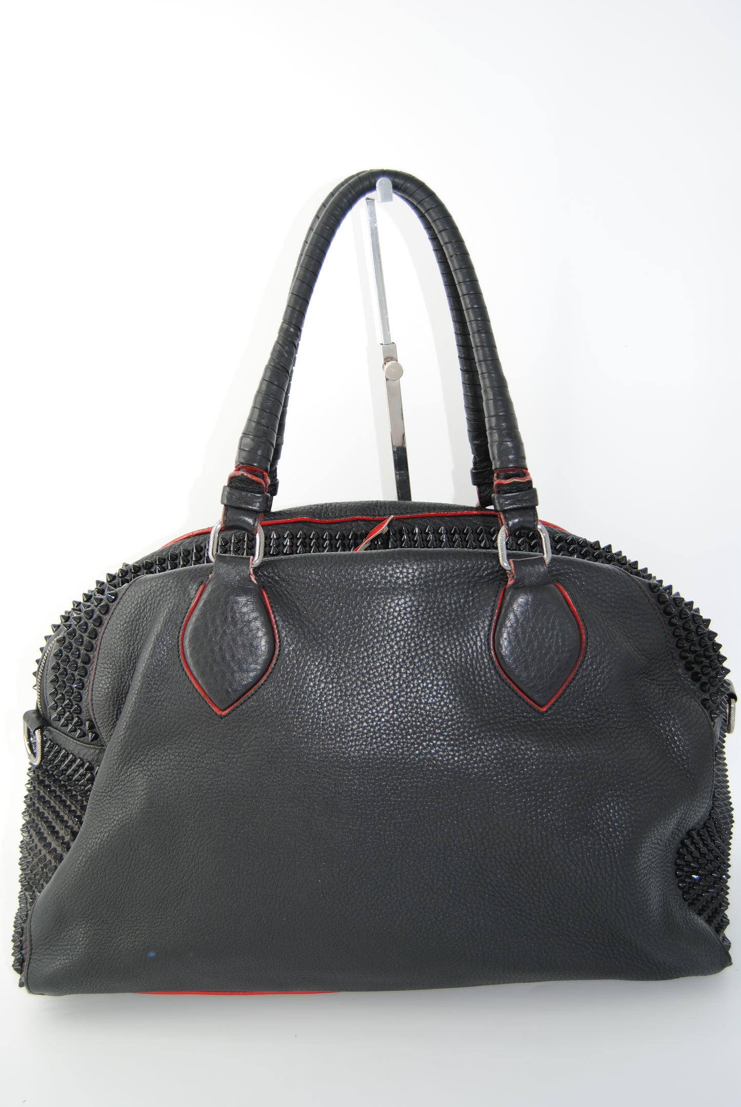 Christian Louboutin Calfskin Panettone Spiked Large Ranch Black