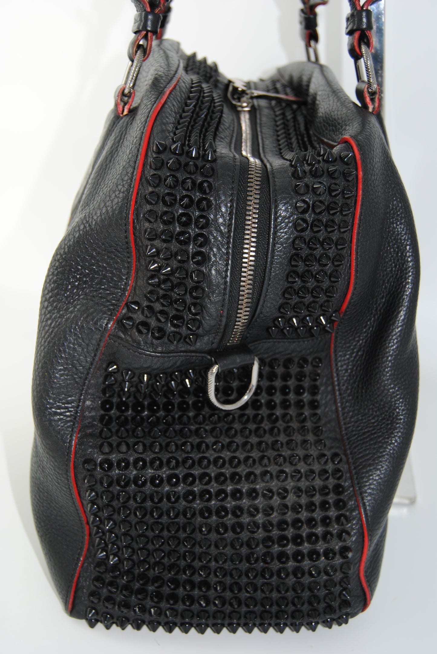 Christian Louboutin Calfskin Panettone Spiked Large Ranch Black