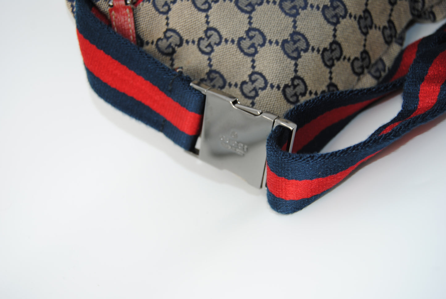 Gucci Blue GG Canvas Double Pocket Belt Bag Navy blue