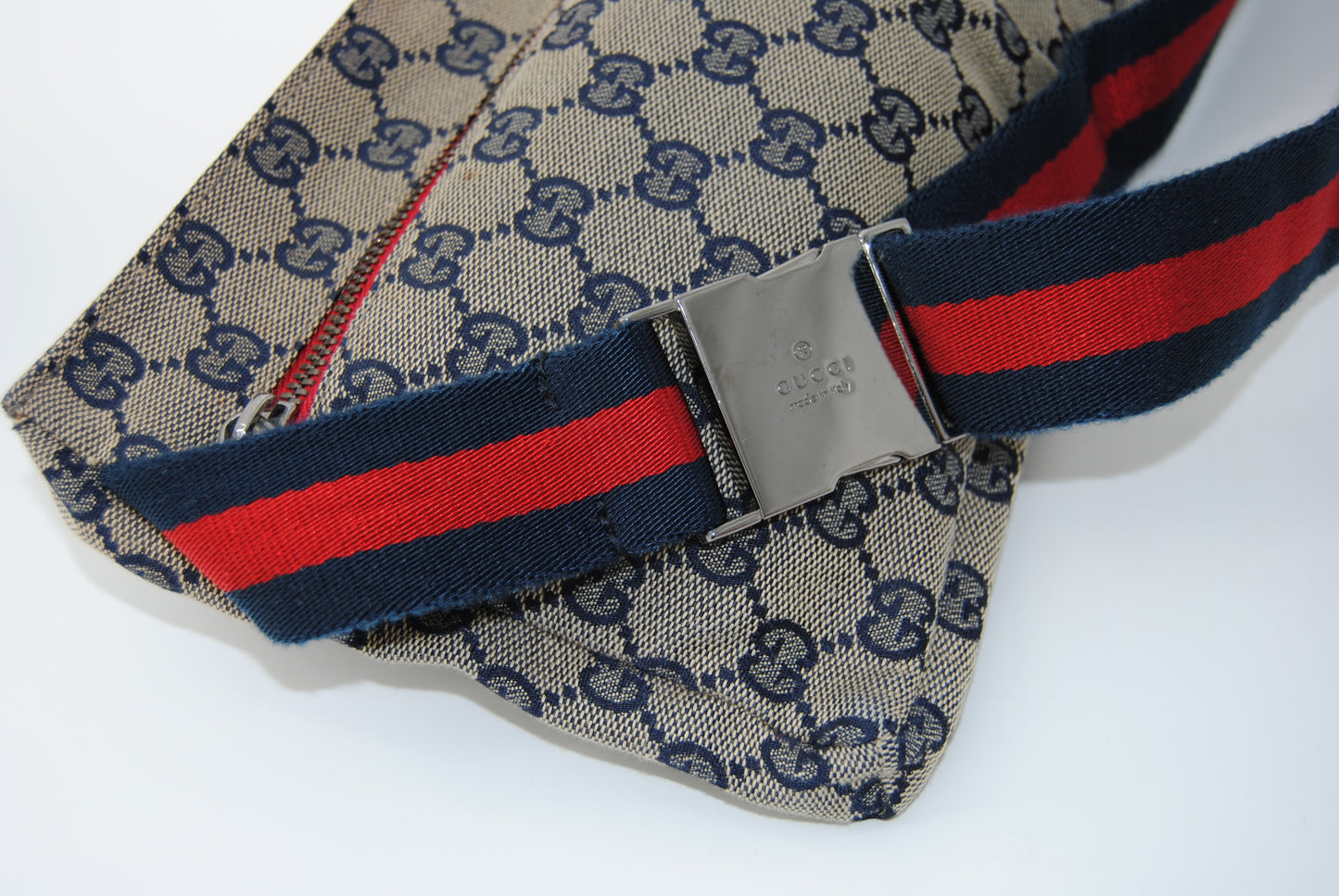 Gucci Blue GG Canvas Double Pocket Belt Bag Navy blue