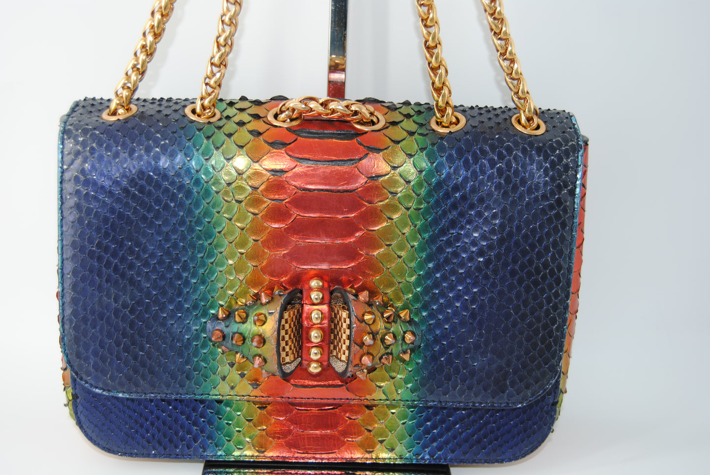 Christian Louboutin Multicolor Python Sweet Charity Loubi Bow Shoulder Bag