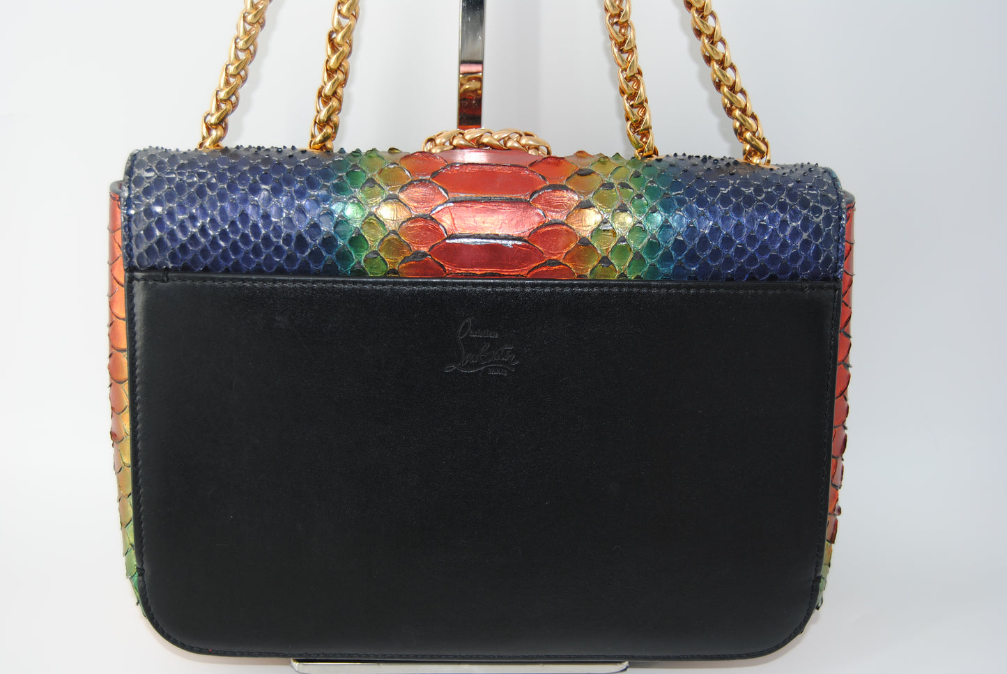 Christian Louboutin Multicolor Python Sweet Charity Loubi Bow Shoulder Bag