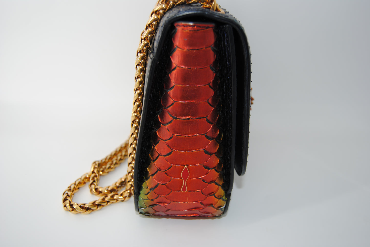 Christian Louboutin Multicolor Python Sweet Charity Loubi Bow Shoulder Bag
