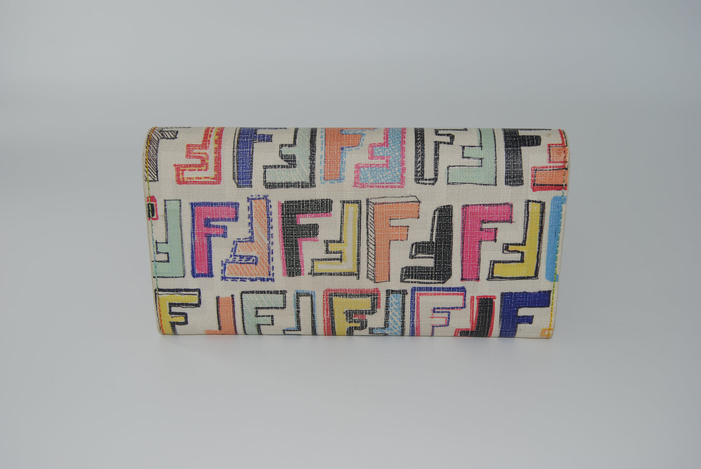 Fendi zucca Spalmati FF Multicolor Continental Wallet White