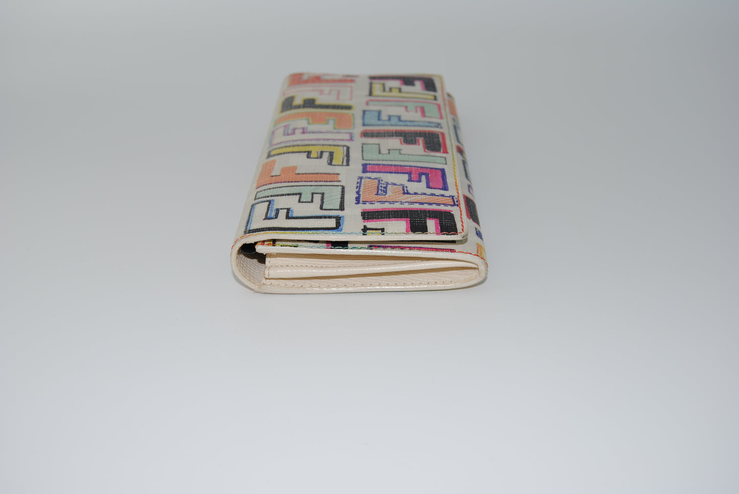 Fendi zucca Spalmati FF Multicolor Continental Wallet White