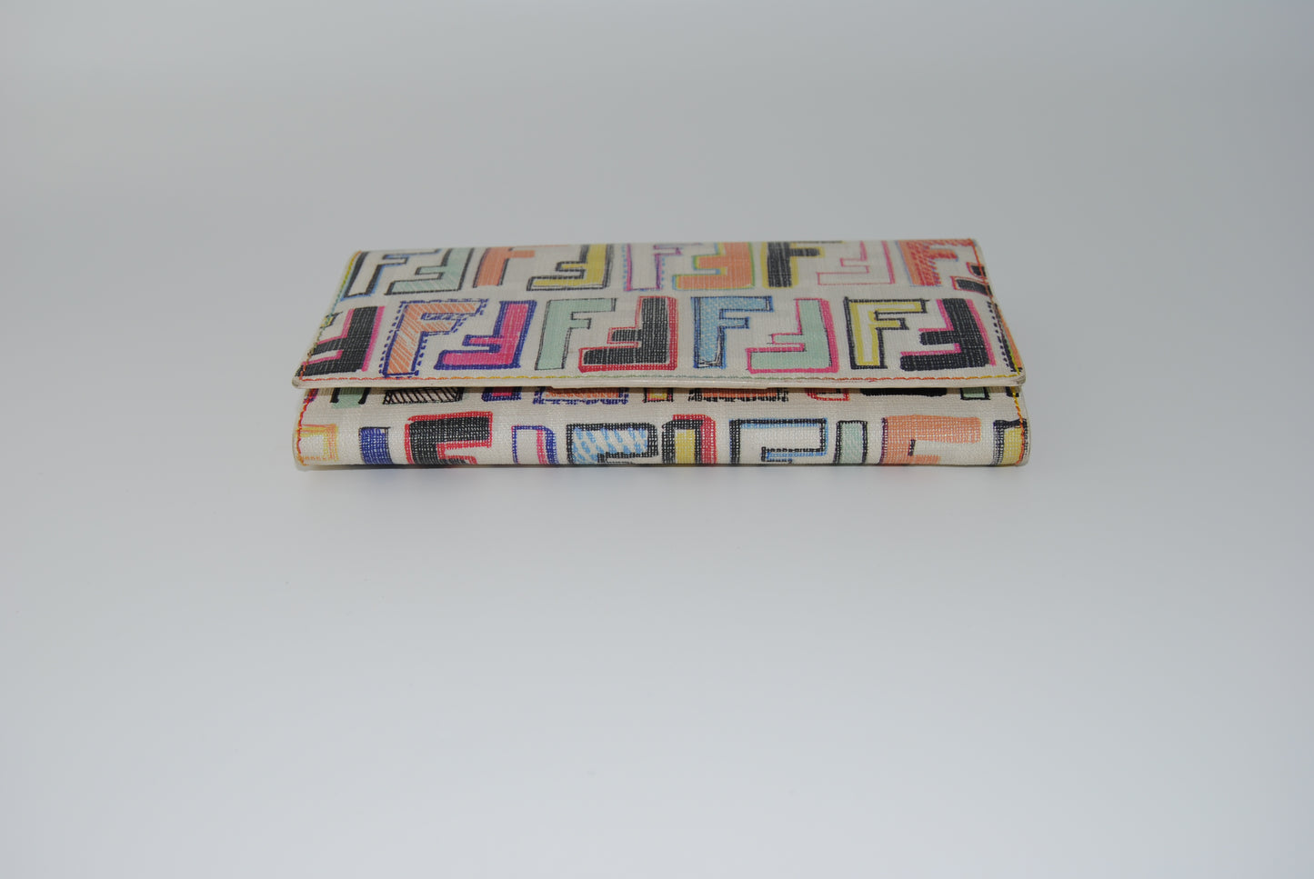 Fendi zucca Spalmati FF Multicolor Continental Wallet White