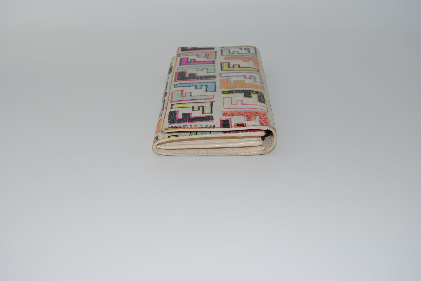 Fendi zucca Spalmati FF Multicolor Continental Wallet White