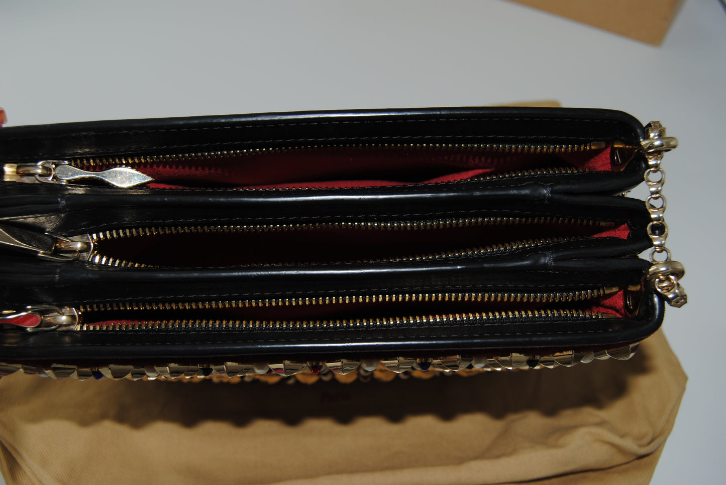 Christian Louboutin Large Trilubi Spikes Suede & Leather Bag Multicolor