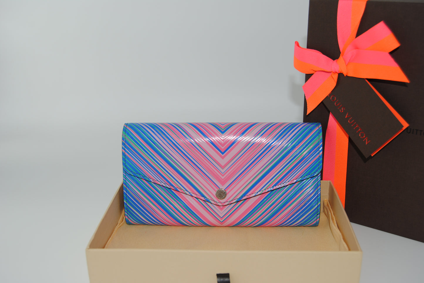 Louis Vuitton Epi Tropical Felicie Sarah Wallet Blue Rose