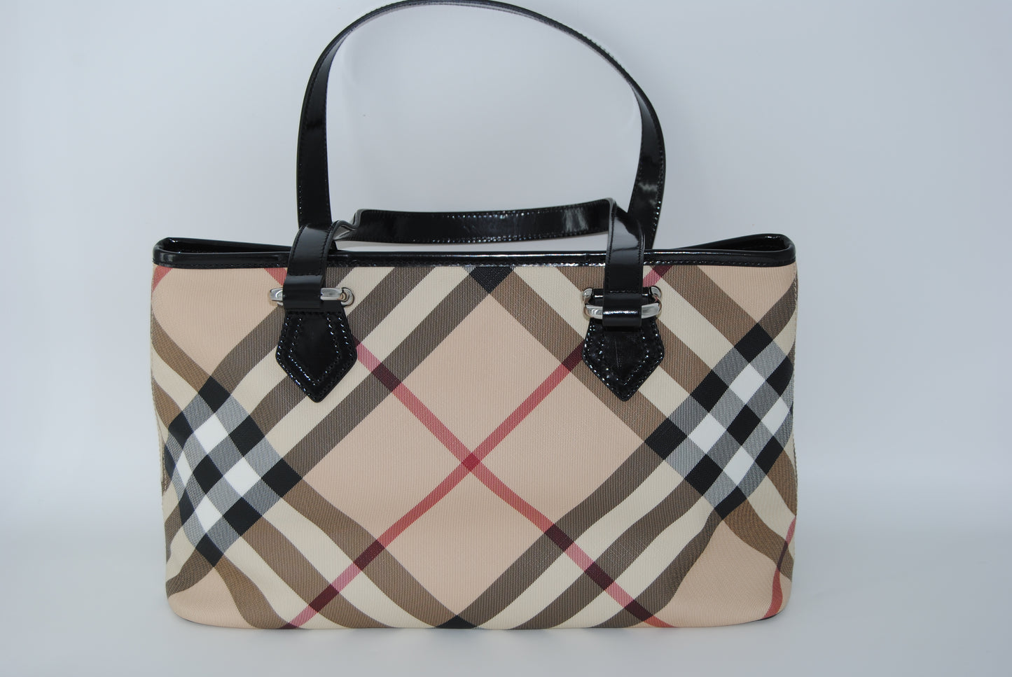 Burberry Black/Beige Nova Check Coated Canvas Handbag