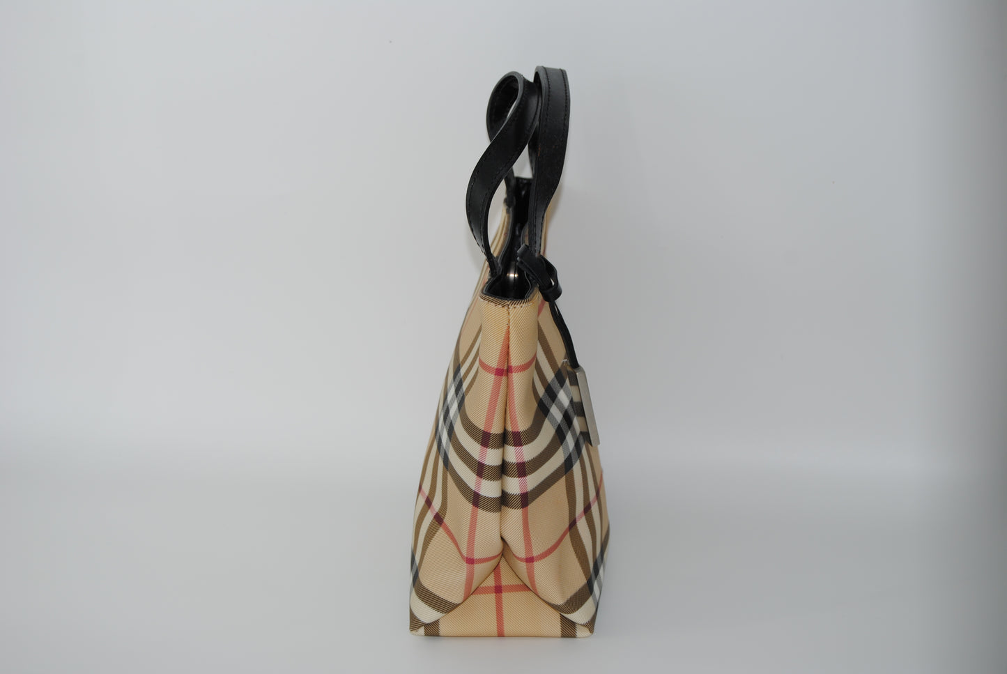 BURBERRY Nova Check Hand Bag Coated Canvas Beige Pm