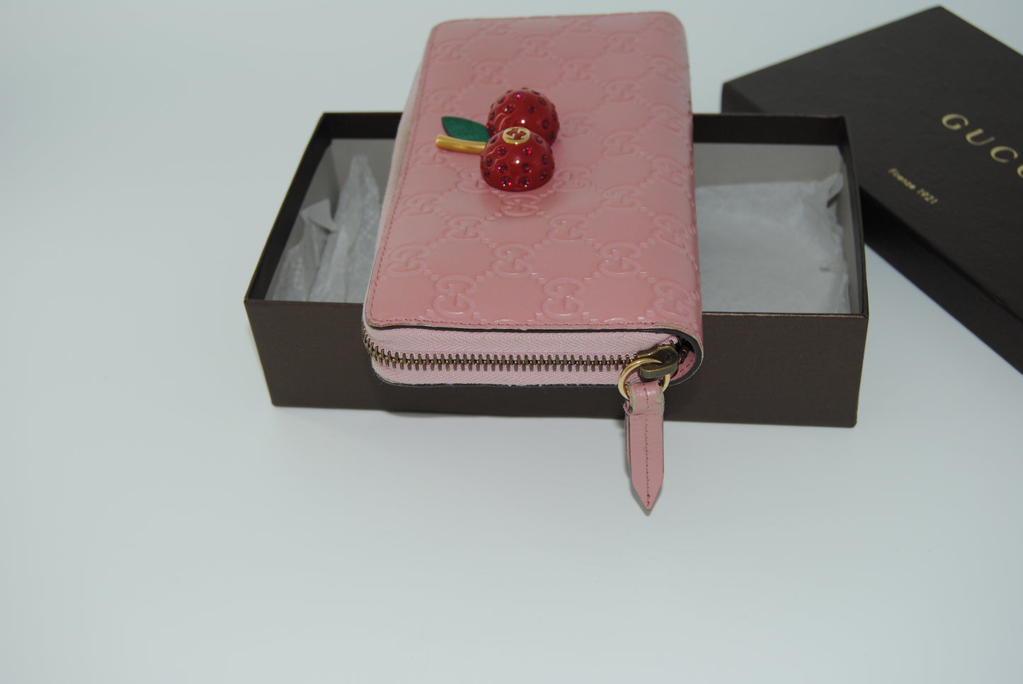 Gucci Zip Around Wallet Pink Cherry