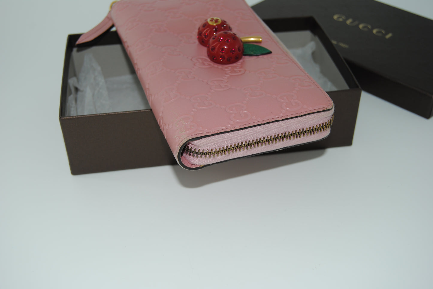 Gucci Zip Around Wallet Pink Cherry