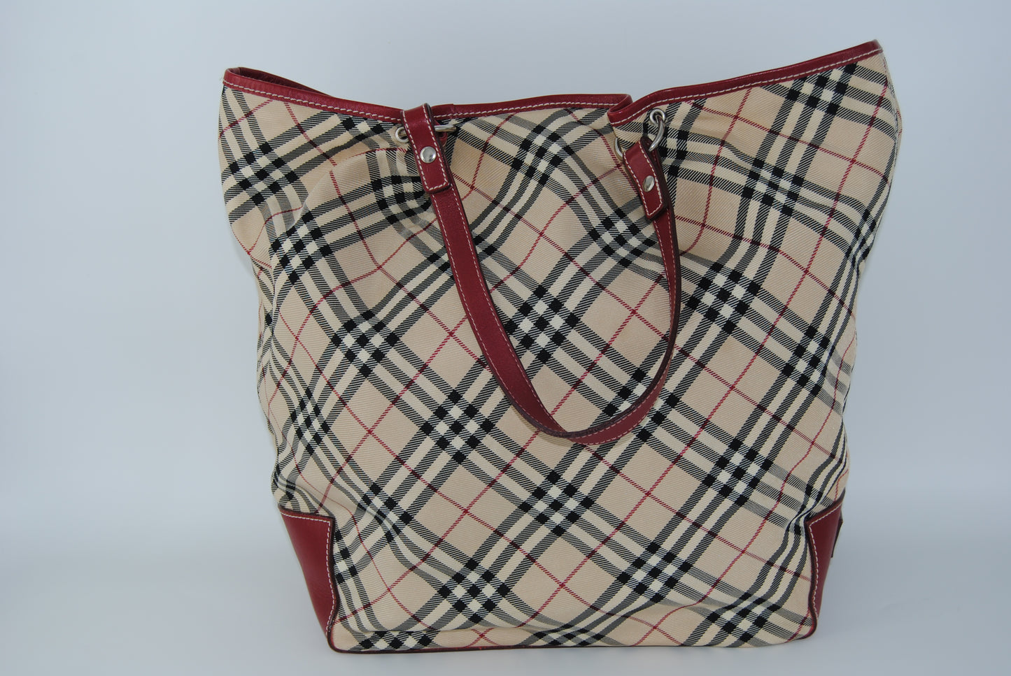 Burberry Nova Check Canvas handle Red Tote Bag