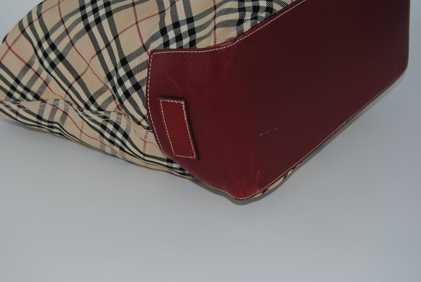 Burberry Nova Check Canvas handle Red Tote Bag