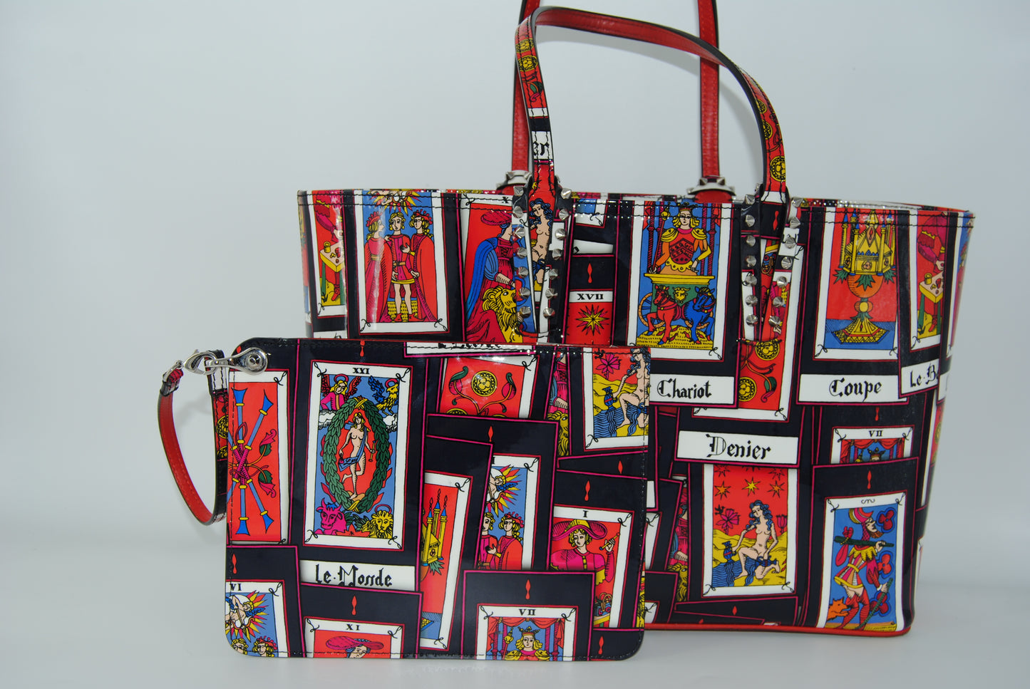 Christian Louboutin Patent Calfskin Tarot Cabata Tote Multicolor