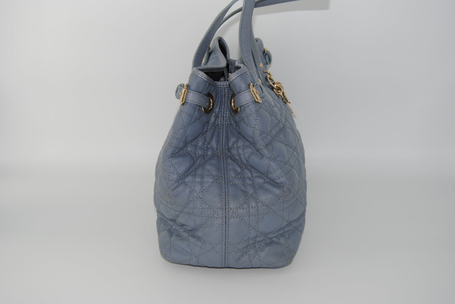 Dior Grey Coated Canvas and Leather Medium Panarea Shopper Tote