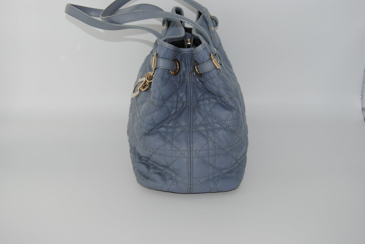 Dior Grey Coated Canvas and Leather Medium Panarea Shopper Tote
