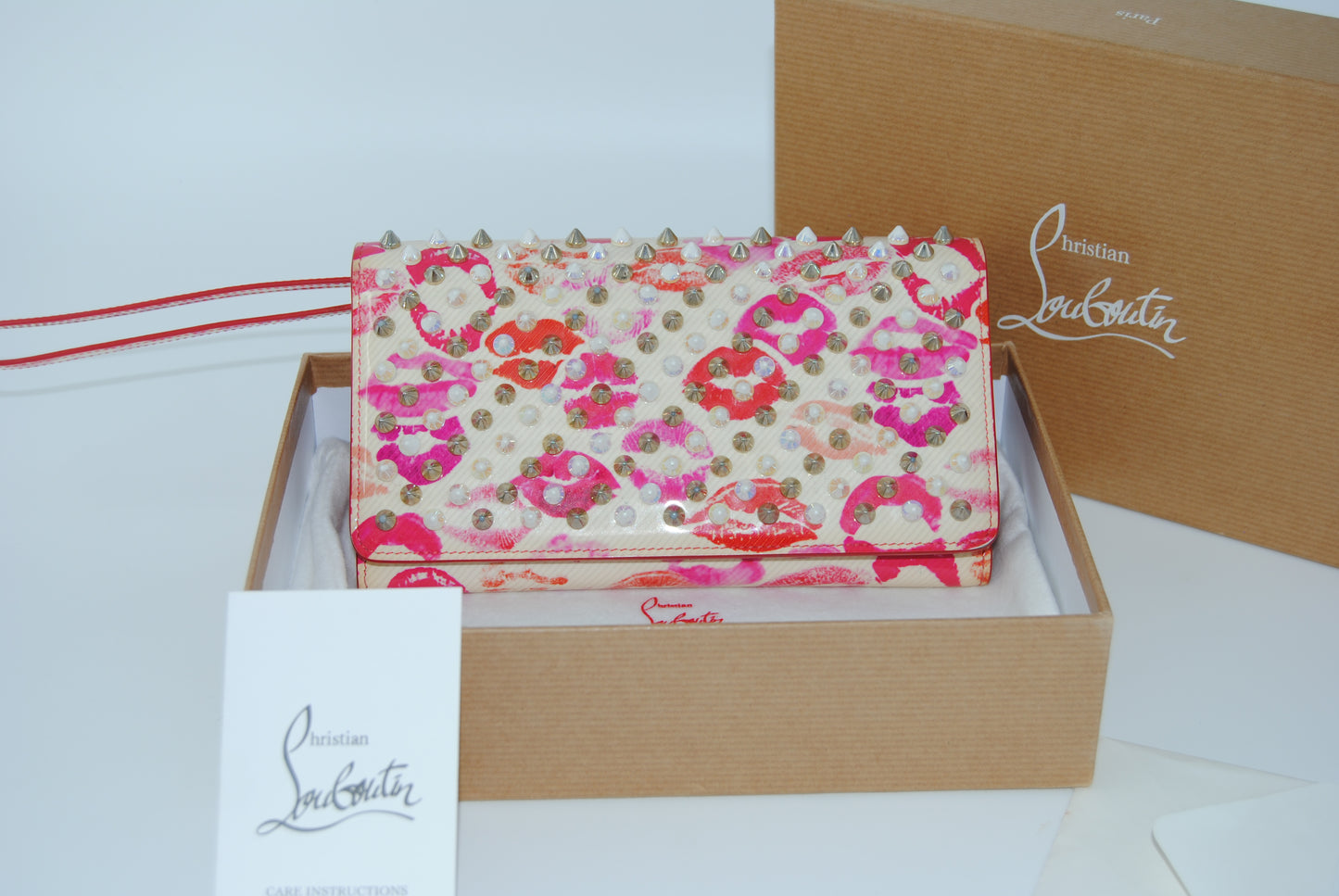 Christian Louboutin Patent Lip Print Macaron Flap Wallet Multicolor