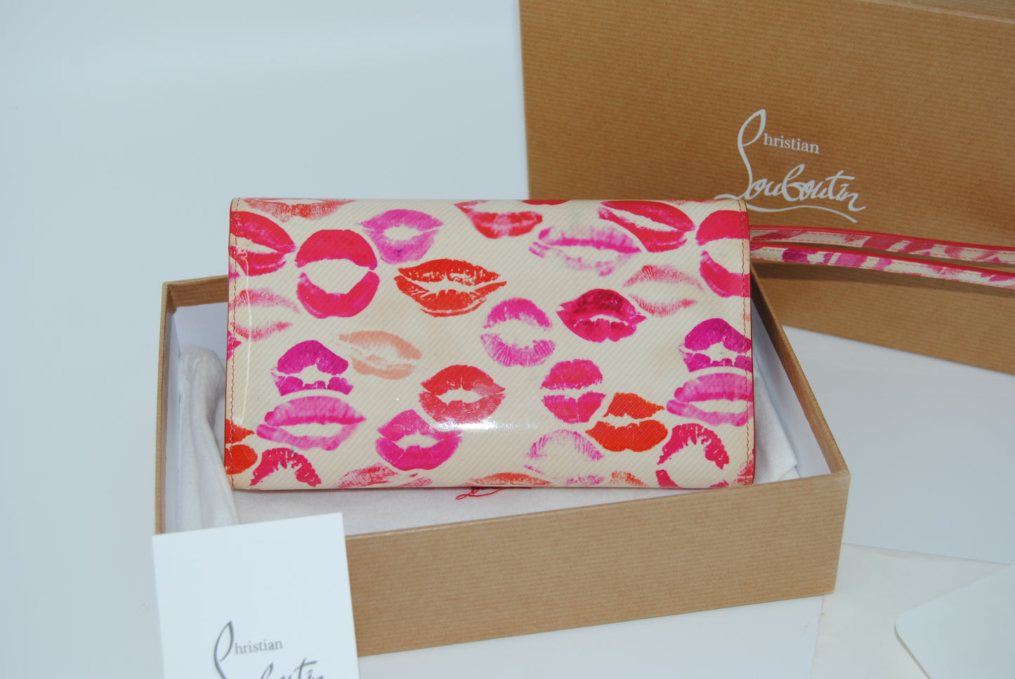 Christian Louboutin Patent Lip Print Macaron Flap Wallet Multicolor