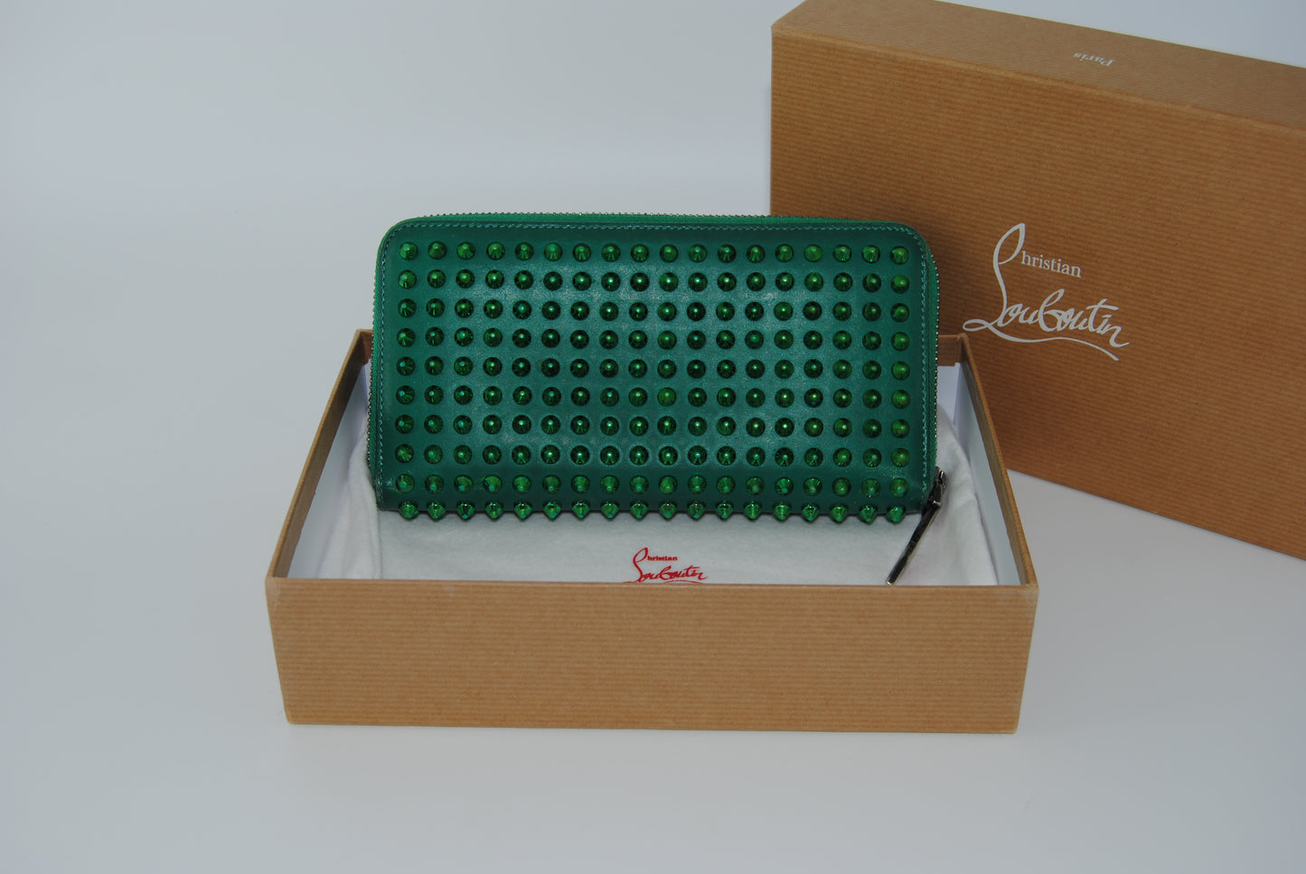 Christian Louboutin Green Pannatone Spike wallet