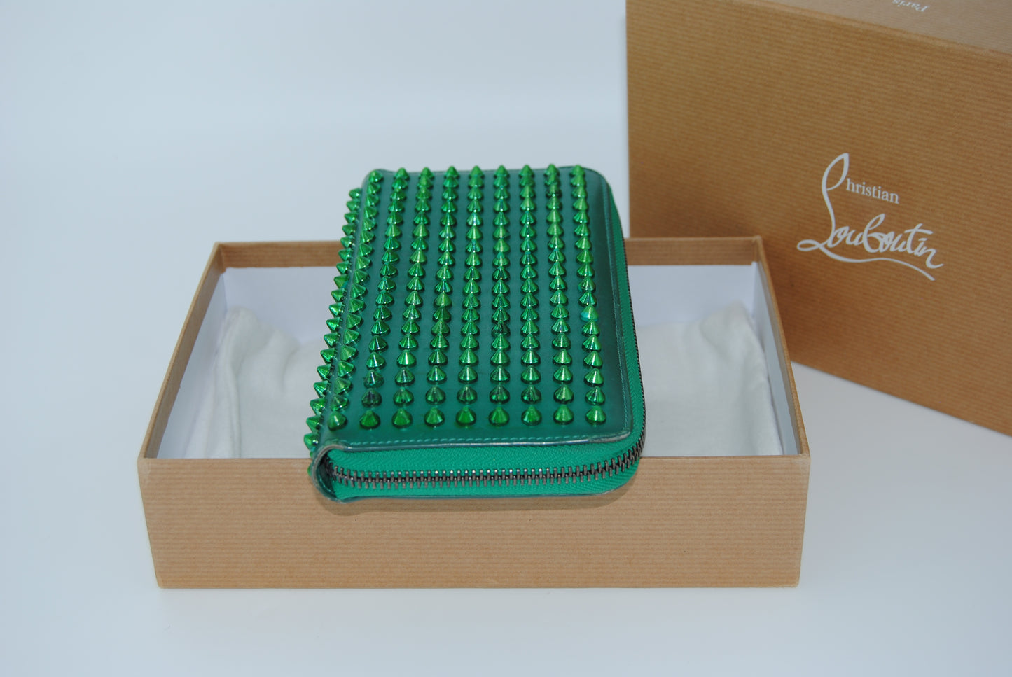 Christian Louboutin Green Pannatone Spike wallet