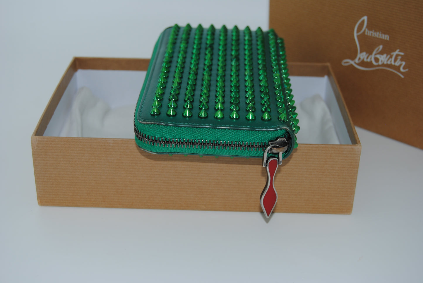 Christian Louboutin Green Pannatone Spike wallet