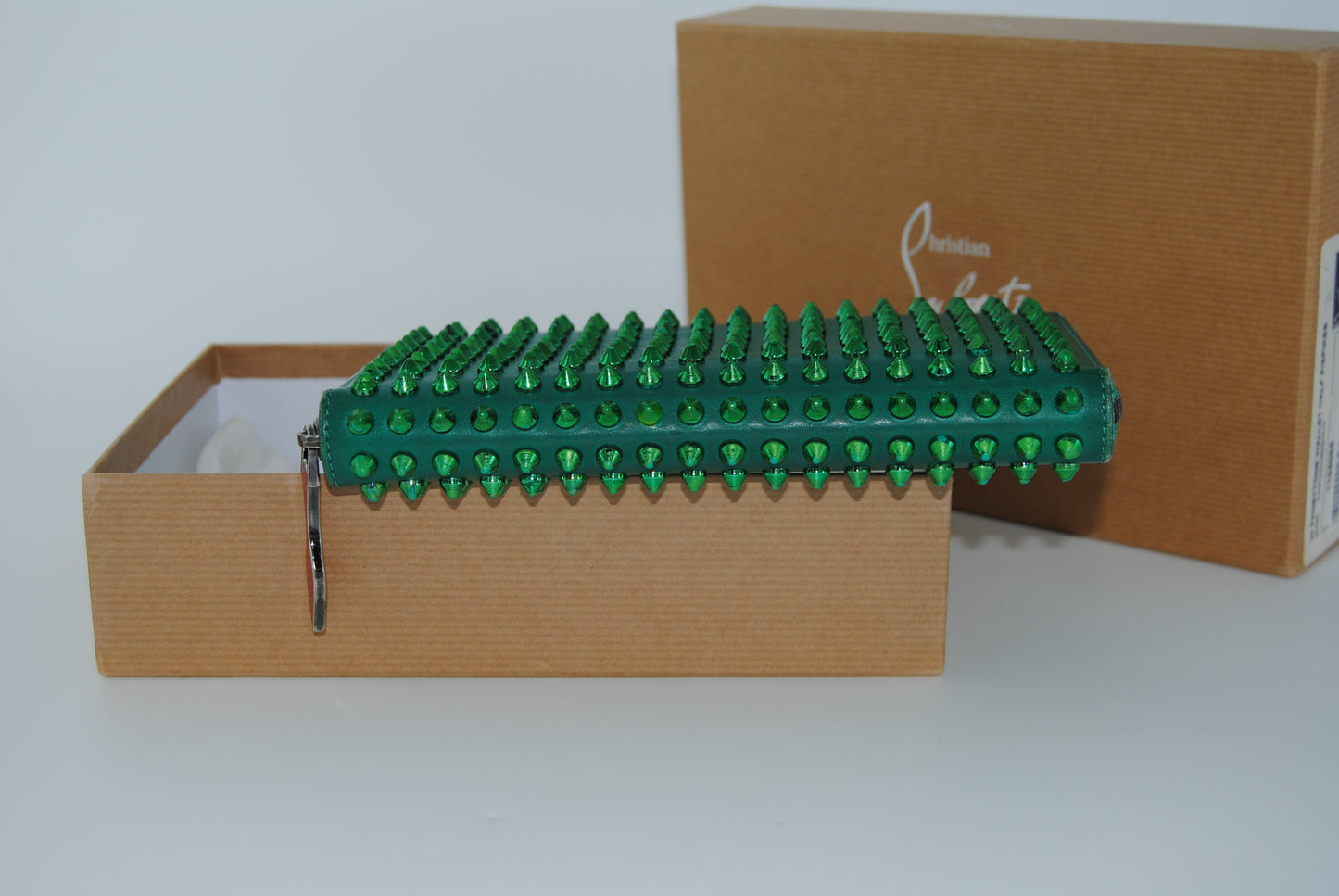 Christian Louboutin Green Pannatone Spike wallet