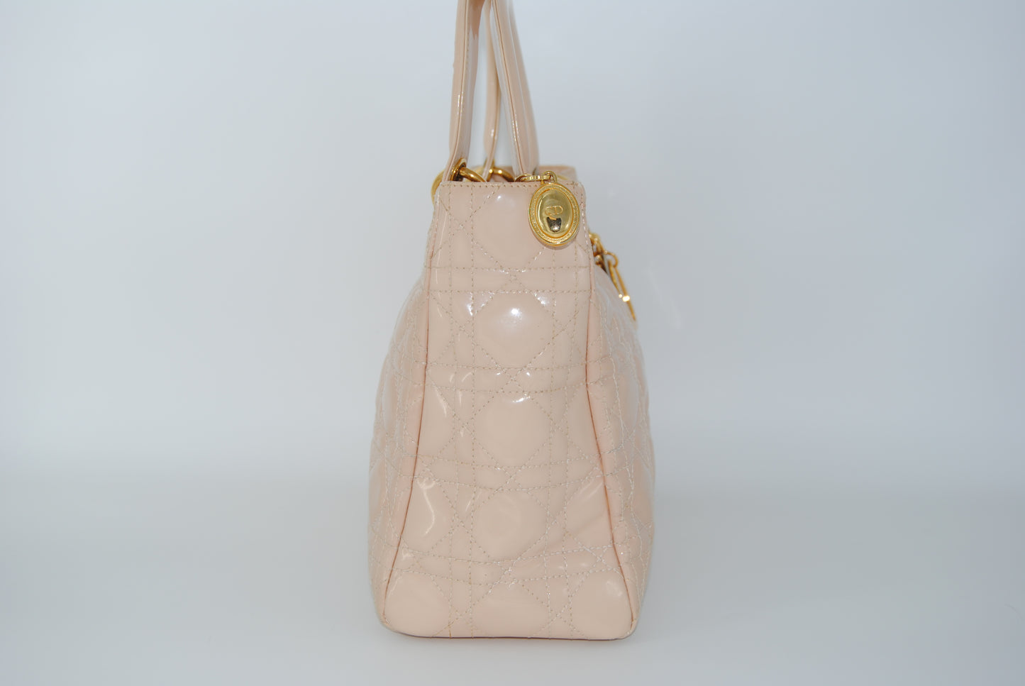 Dior Cream Cannage Patent Leather Medium Lady Dior