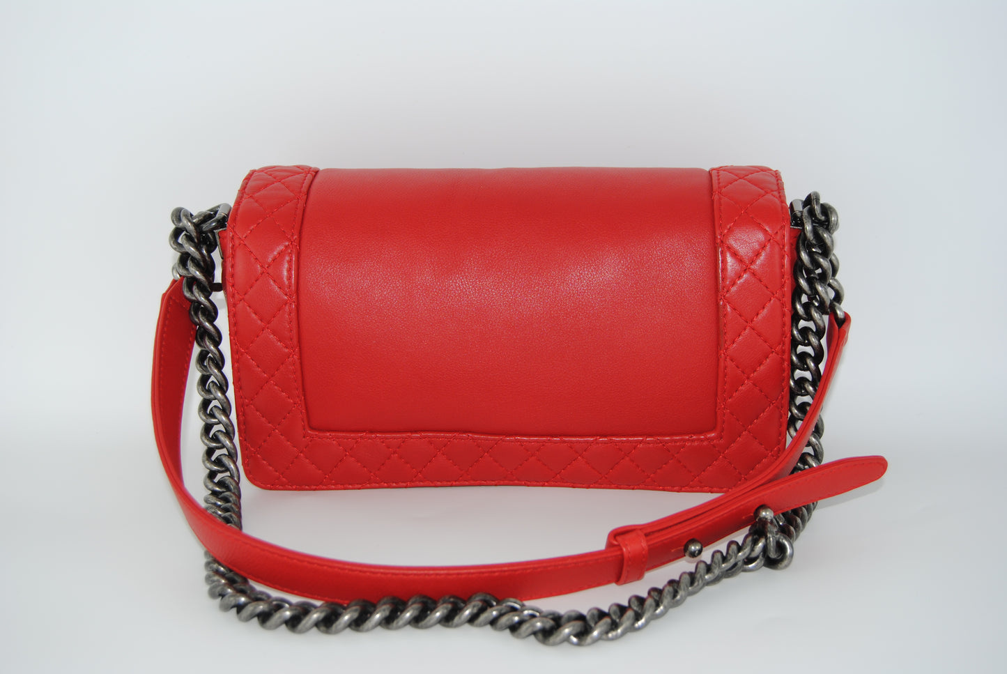 Chanel Red Leather Medium Boy