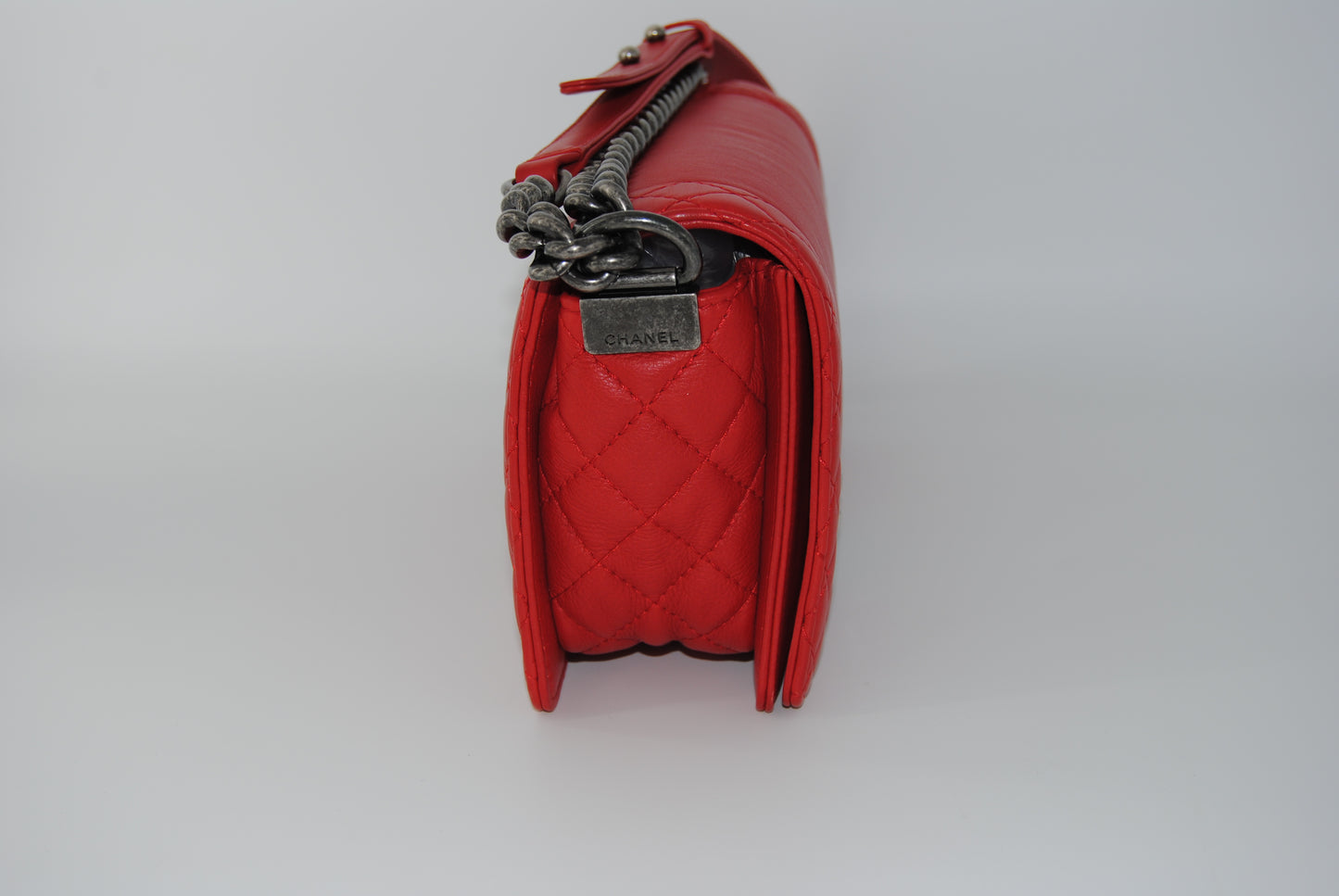 Chanel Red Leather Medium Boy