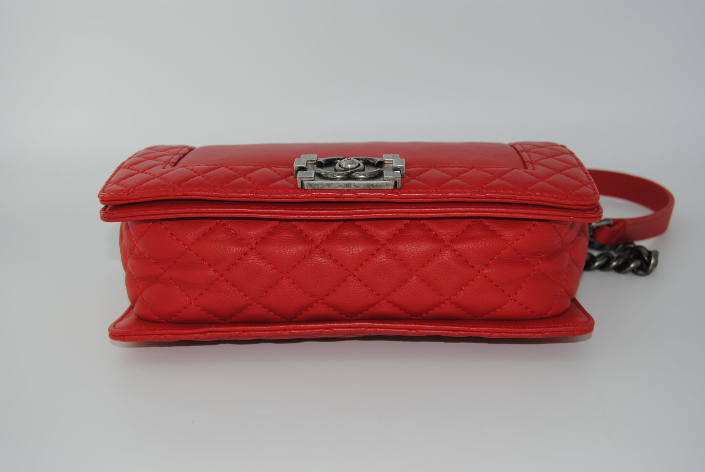Chanel Red Leather Medium Boy