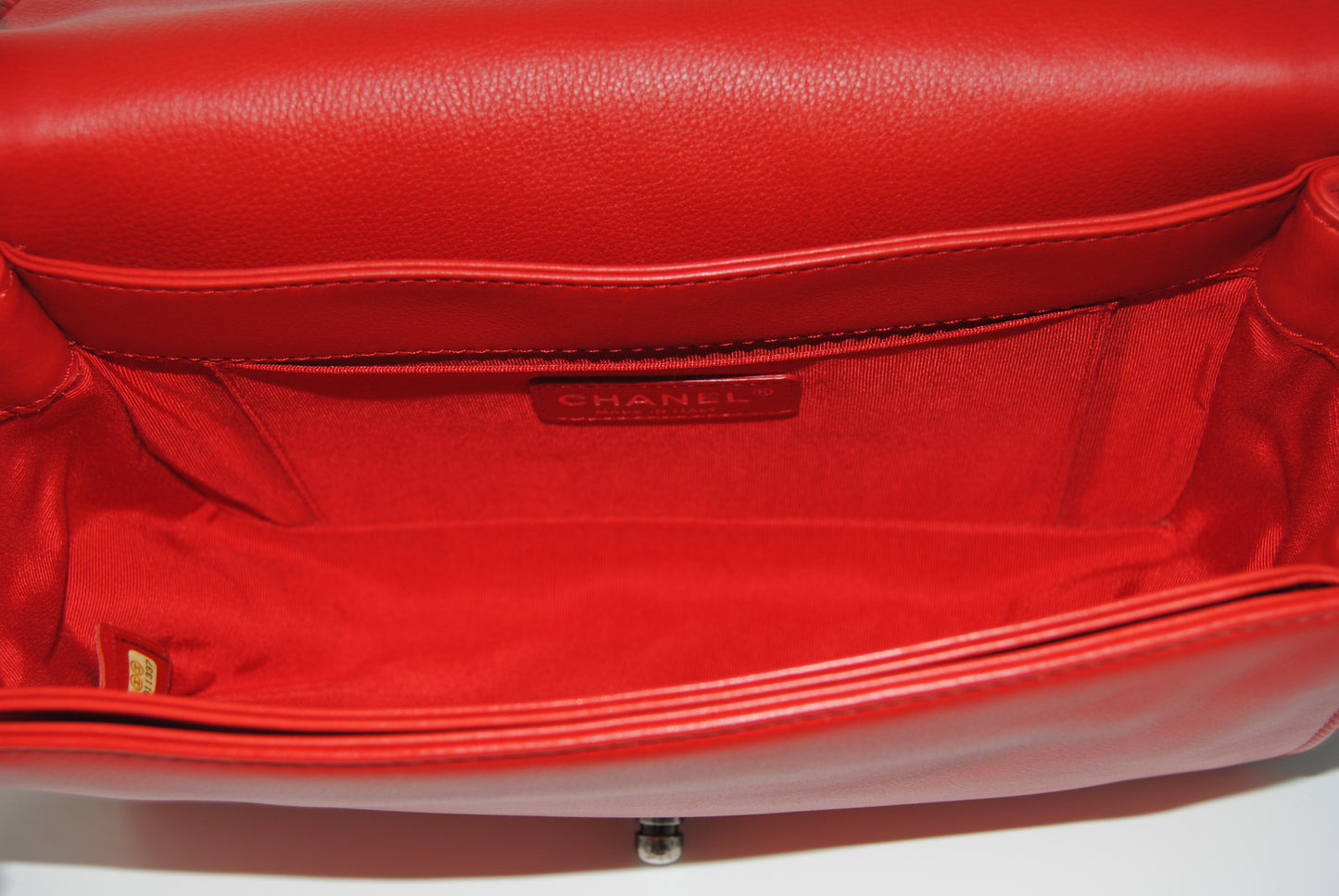 Chanel Red Leather Medium Boy