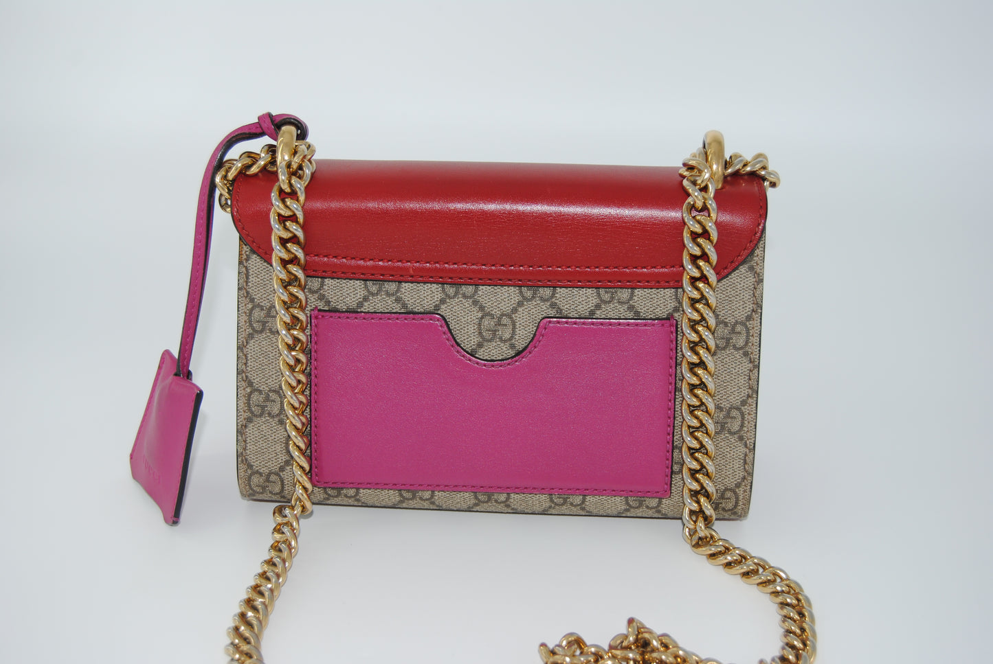 Gucci GG Supreme Monogram Calfskin Small Padlock Shoulder Bag Beige Hibiscus Red New Rosette