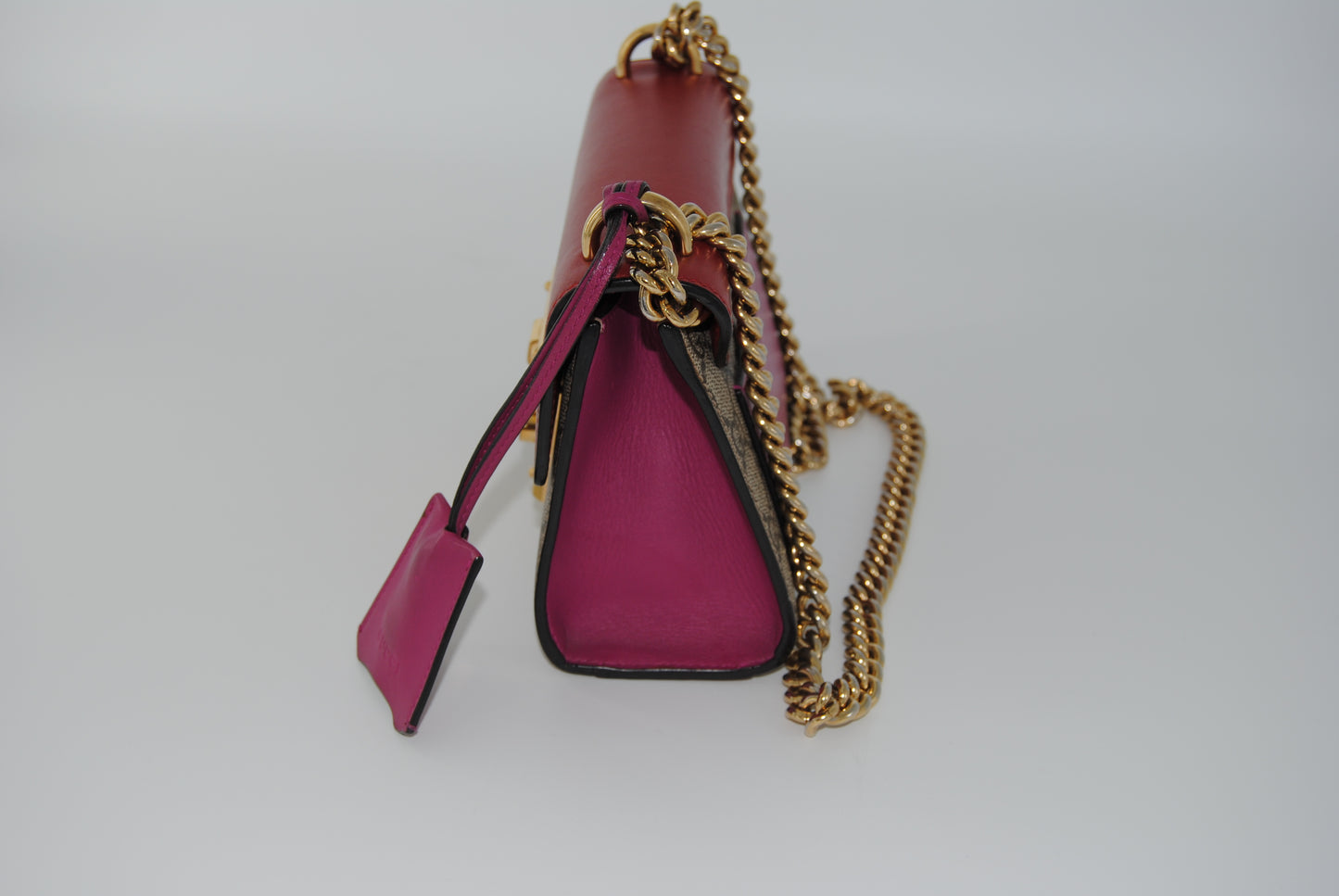 Gucci GG Supreme Monogram Calfskin Small Padlock Shoulder Bag Beige Hibiscus Red New Rosette