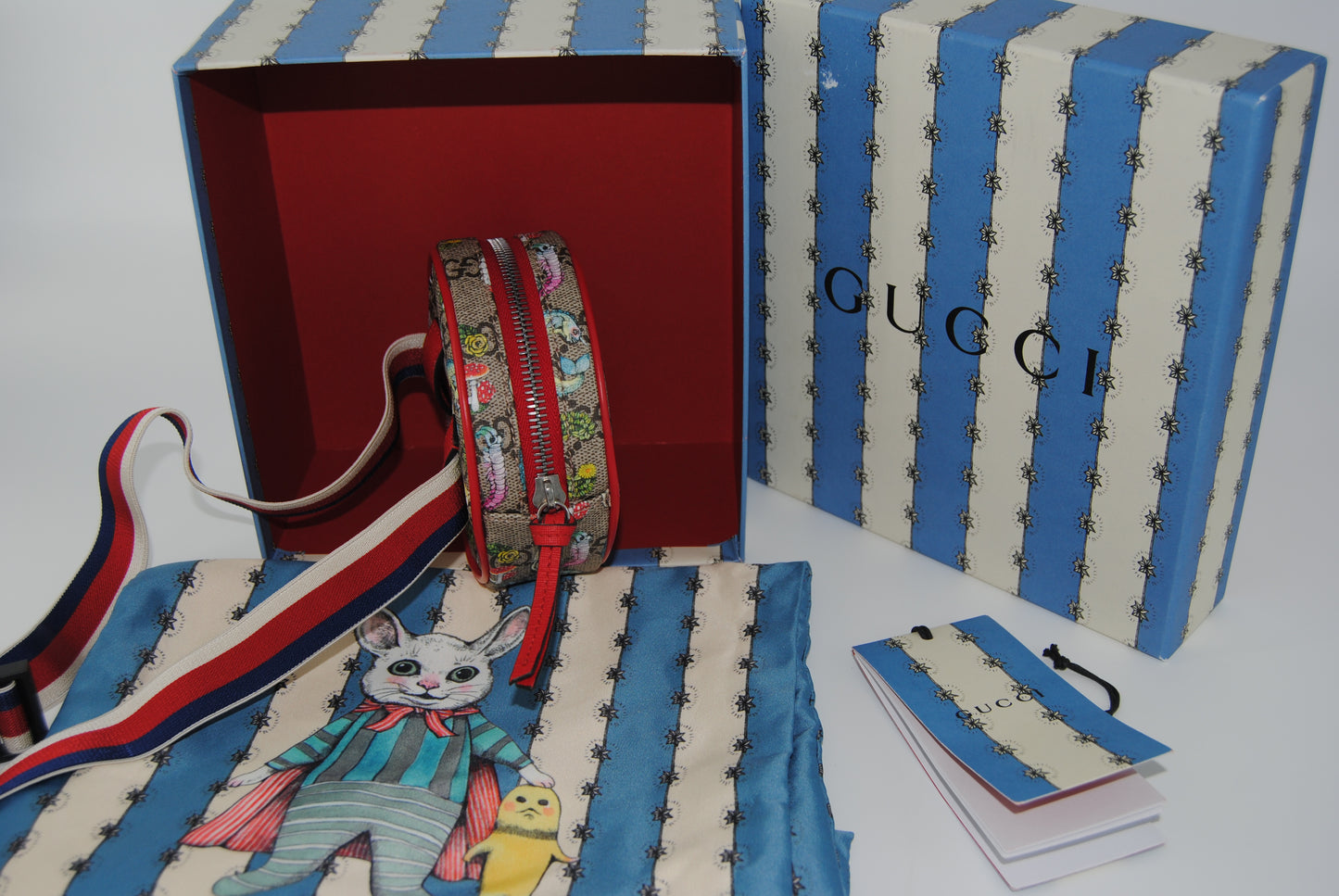 Gucci GG Supreme Monogram Web Childrens Print Round Belt Bag Multicolor