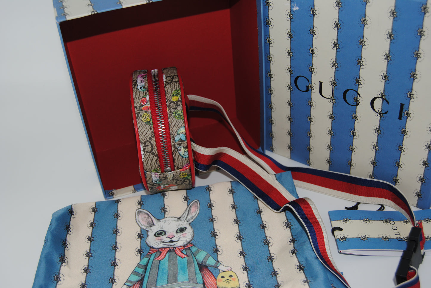 Gucci GG Supreme Monogram Web Childrens Print Round Belt Bag Multicolor