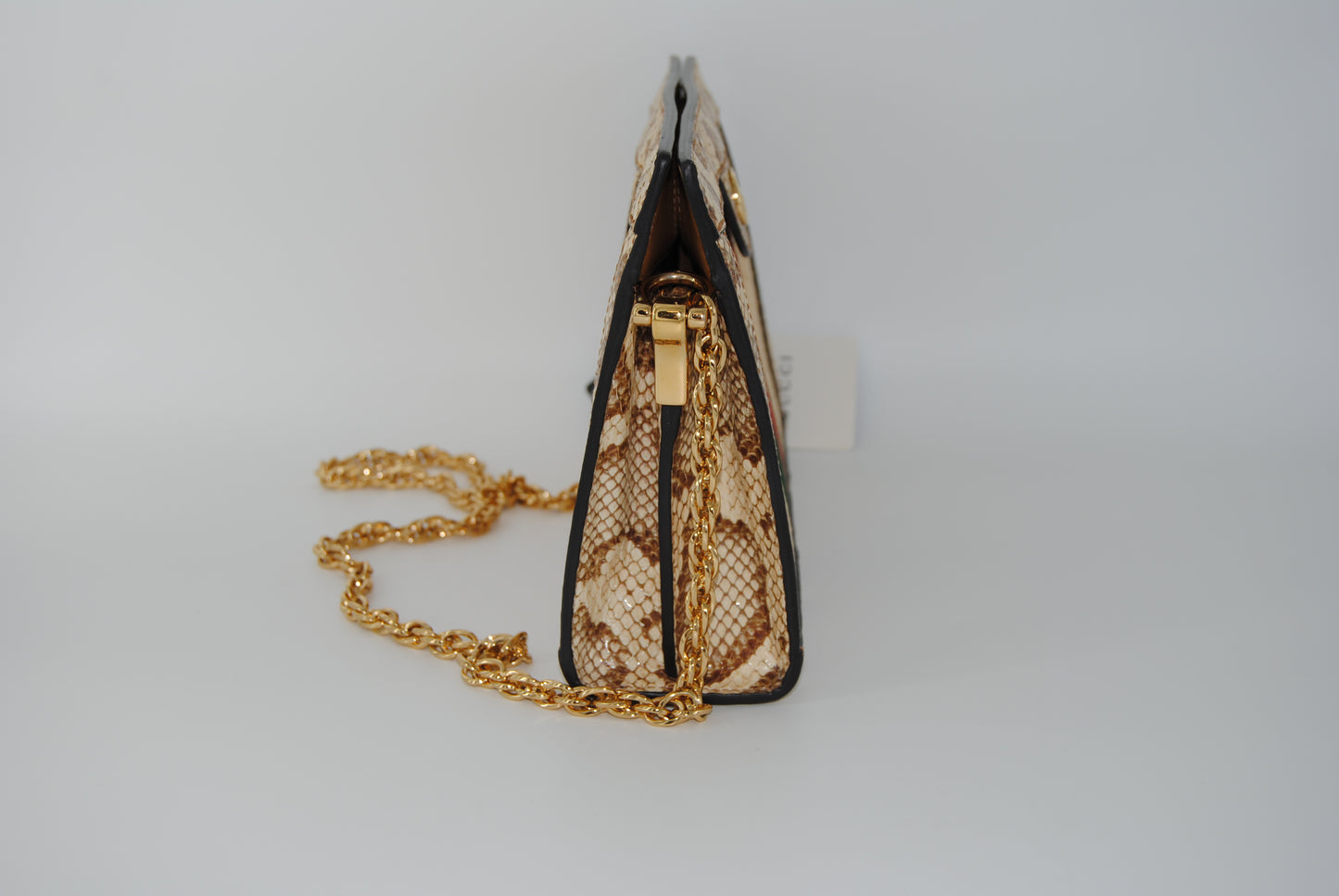 Gucci Raffia Elaphe GG Small Ophidia Chain Shoulder Bag Natural Cream