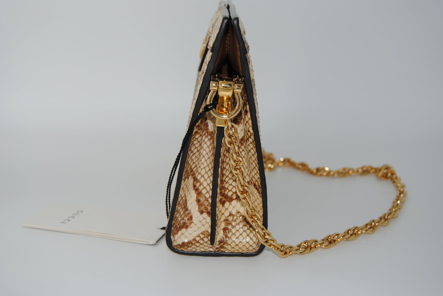 Gucci Raffia Elaphe GG Small Ophidia Chain Shoulder Bag Natural Cream