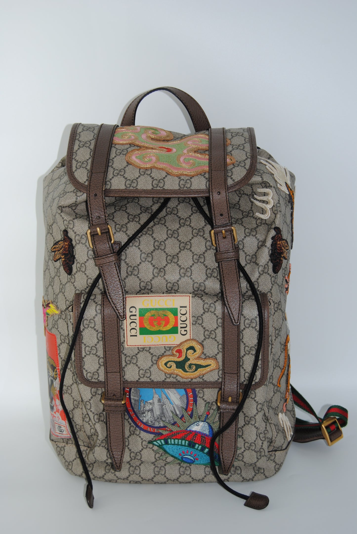 Gucci GG Supreme Courrier Backpack Brown