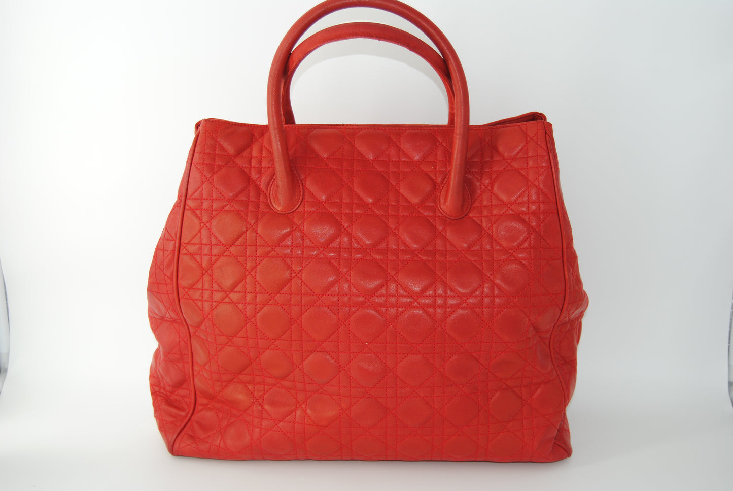 Dior Red Cannage Coated Canvas and Leather Small Panarea Tote