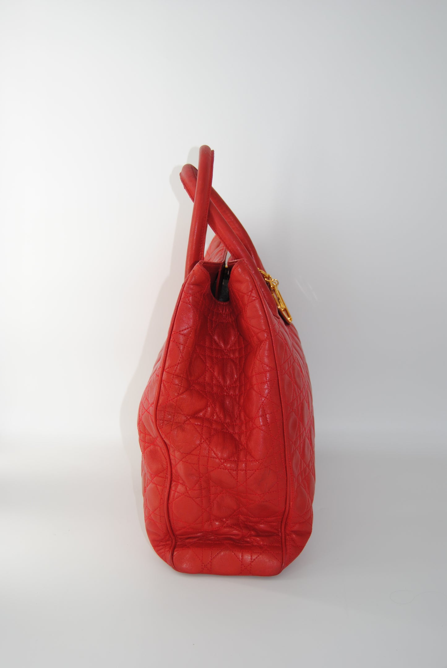 Dior Red Cannage Coated Canvas and Leather Small Panarea Tote
