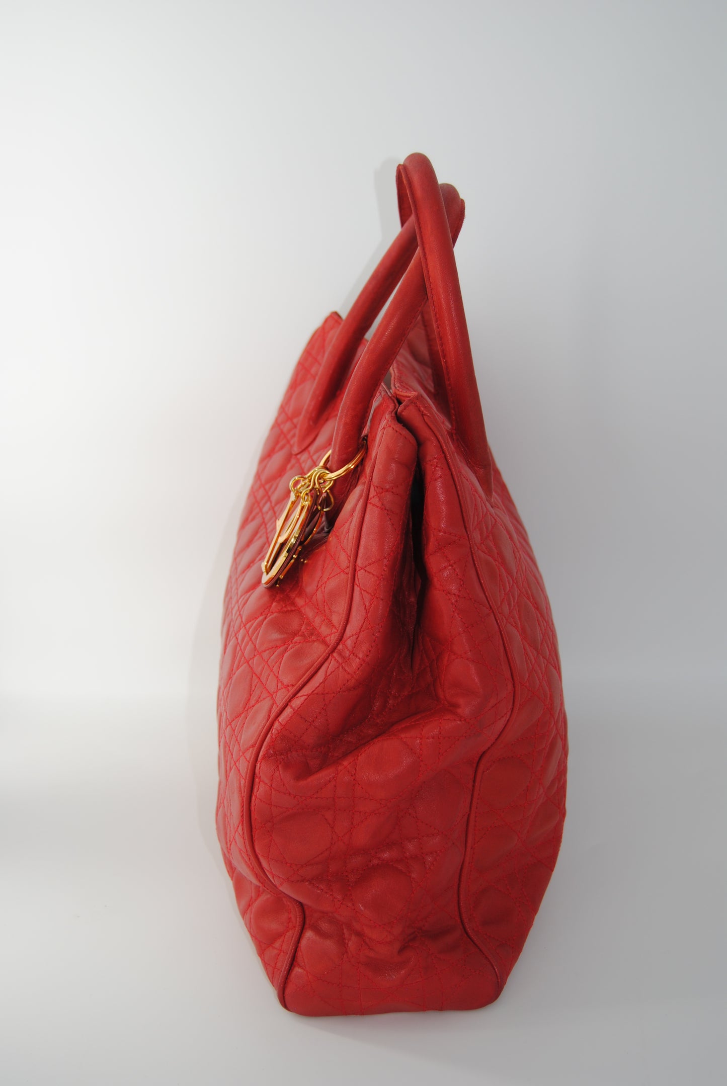Dior Red Cannage Coated Canvas and Leather Small Panarea Tote
