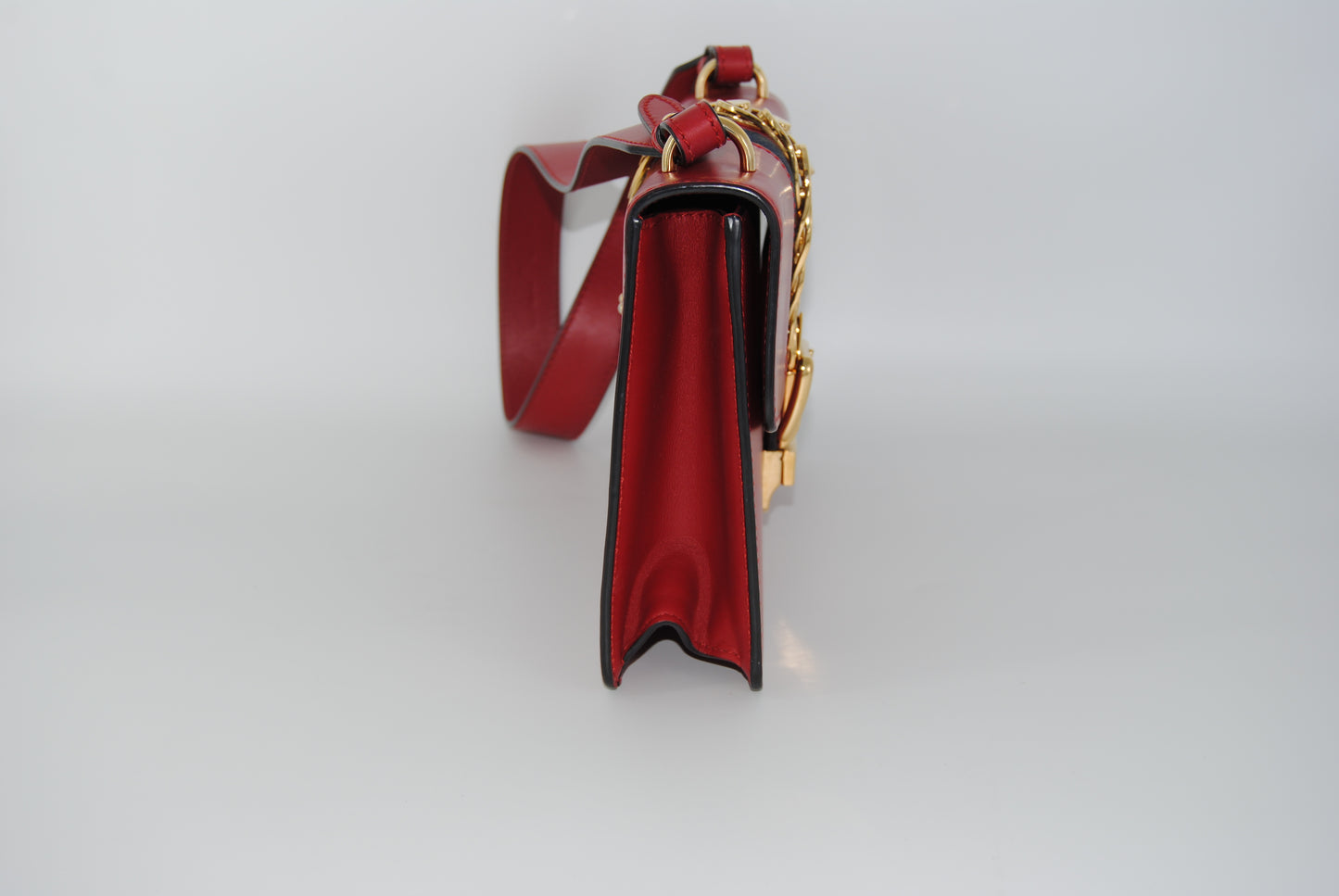 Gucci Red Leather Small Sylvie Shoulder Bag