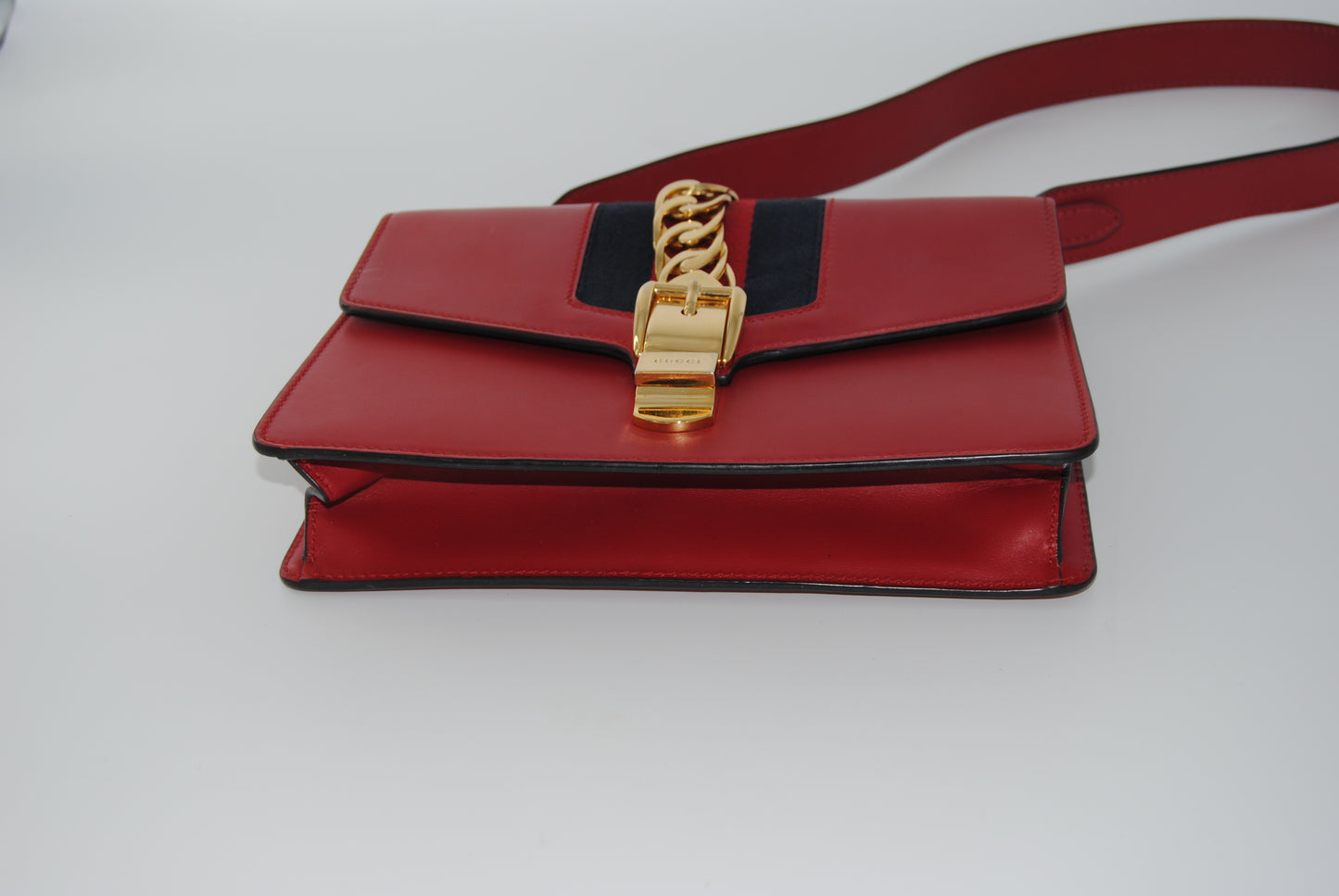 Gucci Red Leather Small Sylvie Shoulder Bag