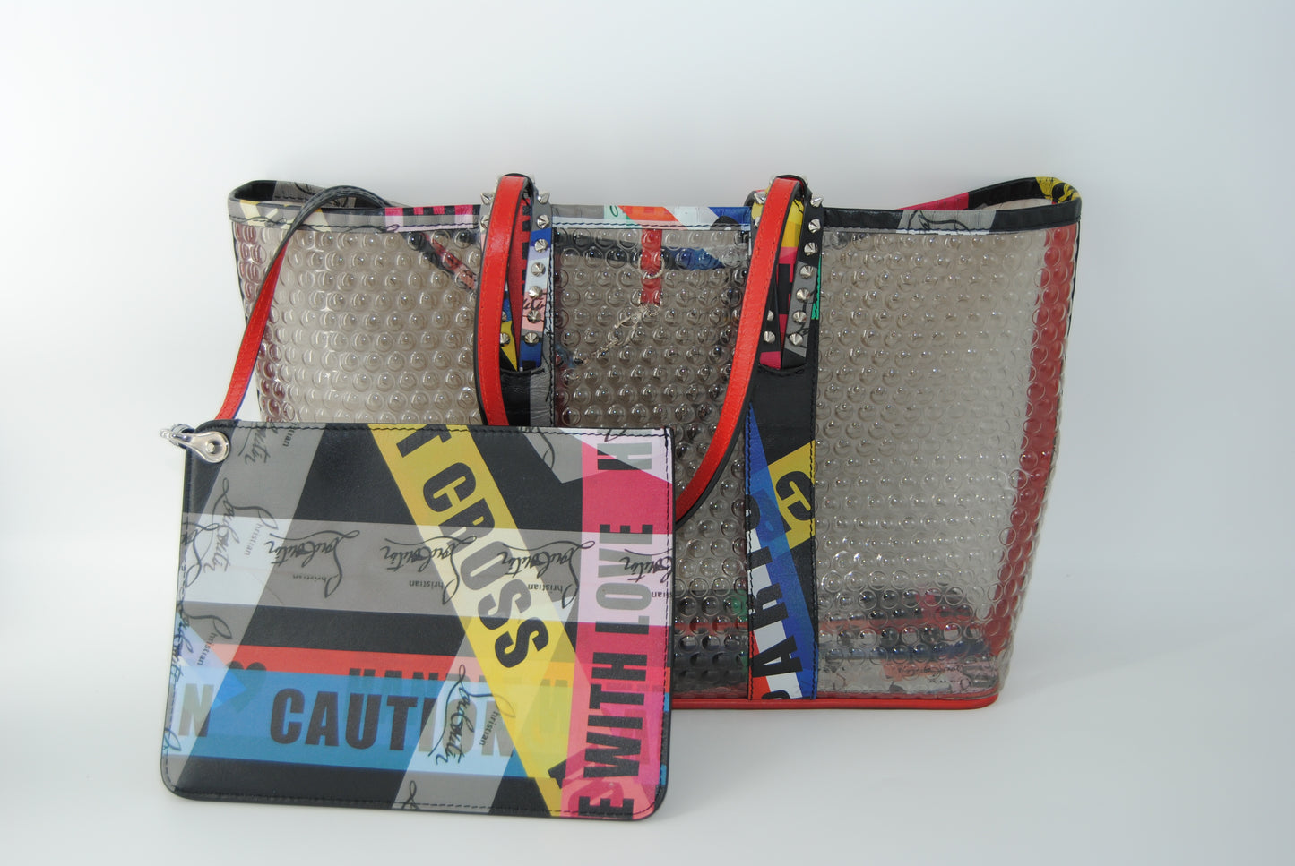 Christian Louboutin PVC Loubiballage East West Cabata Tote Clear Multicolor