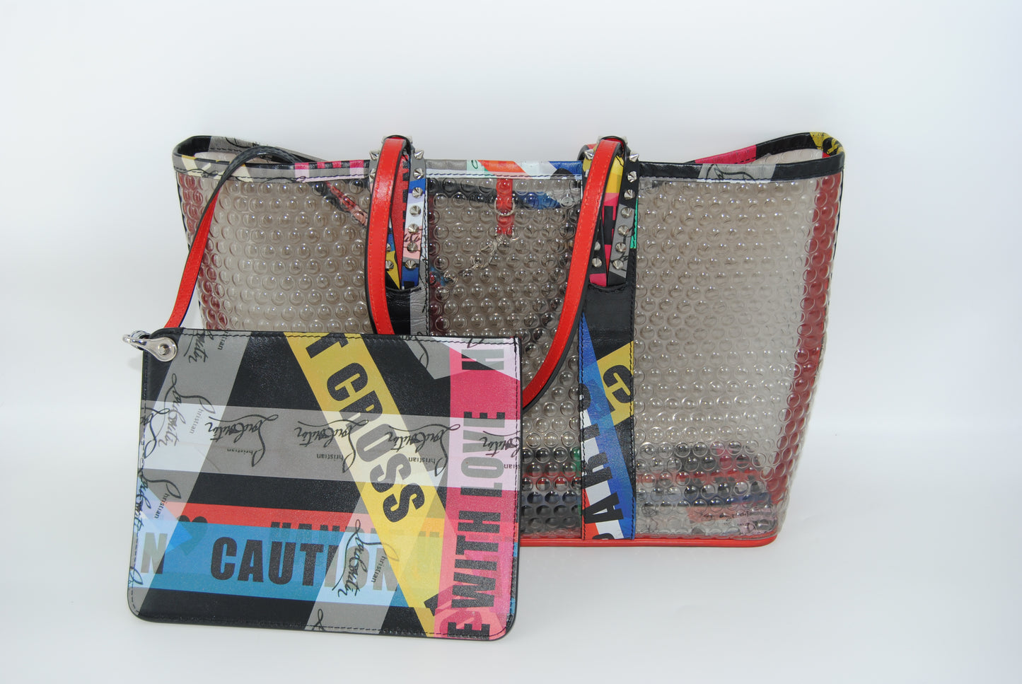 Christian Louboutin PVC Loubiballage East West Cabata Tote Clear Multicolor