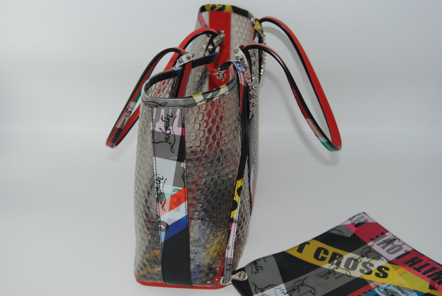 Christian Louboutin PVC Loubiballage East West Cabata Tote Clear Multicolor